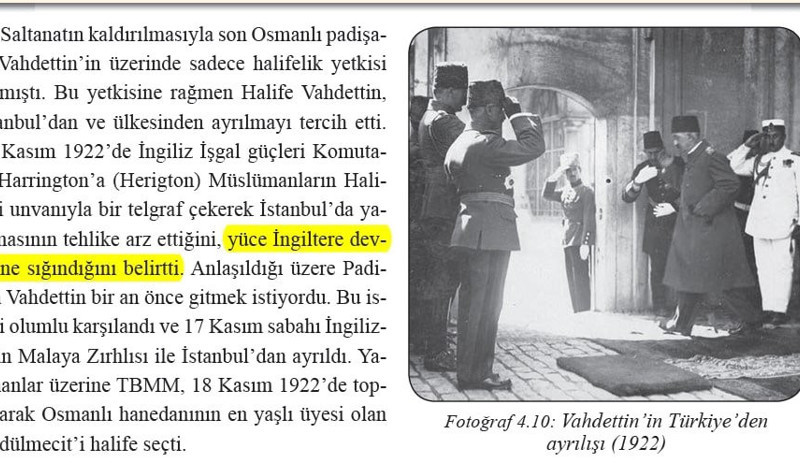 Ders kitaplarına İstanbul işgal altındayken İngiltere'ye kaçan son padişahla ilgili ayar - Resim : 1