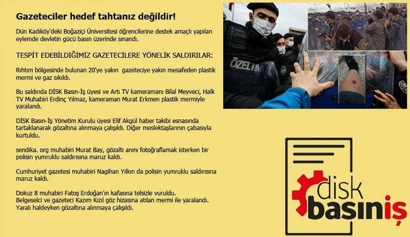 Basın emekçilerine yönelik polis şiddetine tepki: Gazeteciler hedef tahtanız değildir - Resim : 1