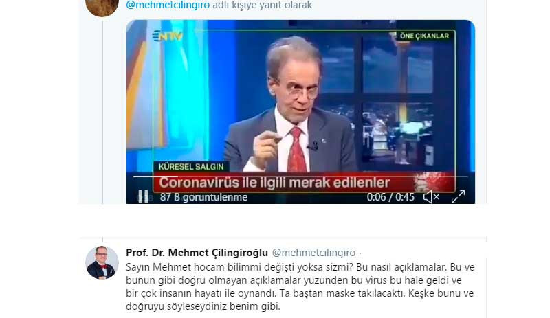 Profesörlerin maske tartışması: Seni adam yerine koyup cevap yazmazdım ama - Resim : 1
