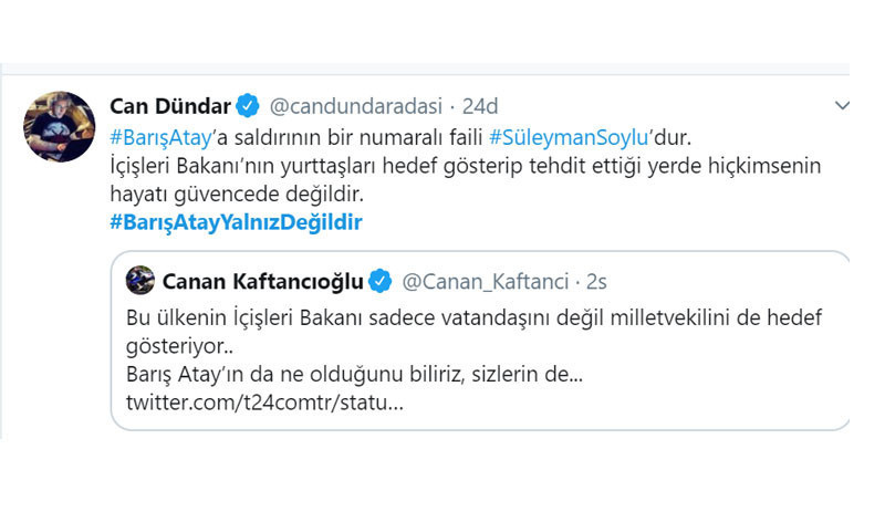Soylu'nun hedef göstermesinin ardından saldırıya uğrayan Barış Atay'a destek - Resim : 6