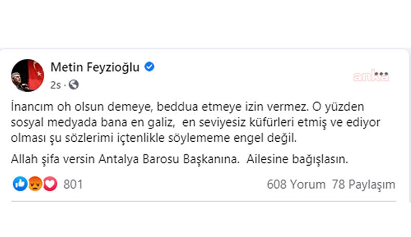 Feyzioğlu'nun Antalya Baro Başkanı'na geçmiş olsun mesajı: Vicdanım oh olsun demeye izin vermez - Resim : 1