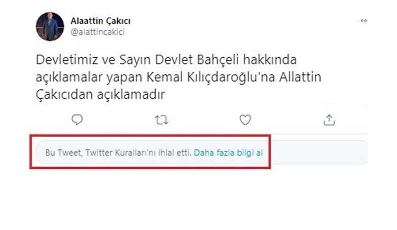 Twitter, Çakıcı'nın tehdidini sildi - Resim : 1