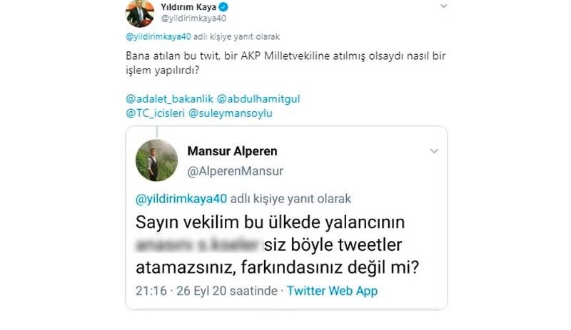 CHP'li vekil sordu: Bana atılan bu tweet AKP'li bir vekile atılmış olsaydı? - Resim : 1