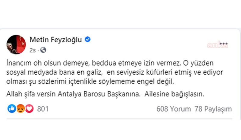 Feyzioğlu'nun Antalya Baro Başkanı'na geçmiş olsun mesajı: Vicdanım oh olsun demeye izin vermez - Resim : 1