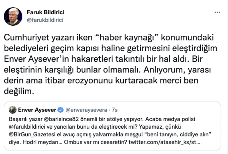 Faruk Bildirici: Enver Aysever hangi belediyeden kaç para aldığını açıklayabilir mi? - Resim : 1