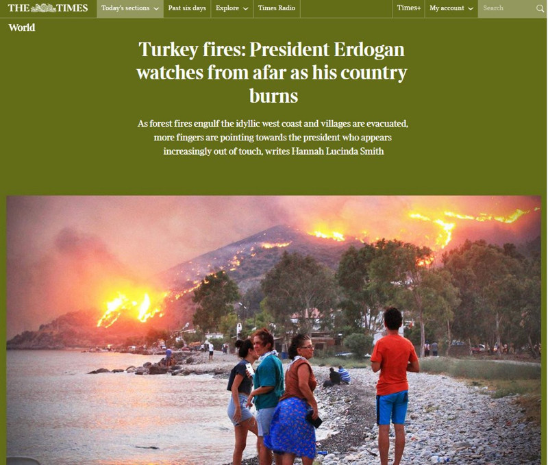 The Times’tan Erdoğan ve yangın analizi: Ülkesinin yanışını uzaktan izliyor - Resim : 1