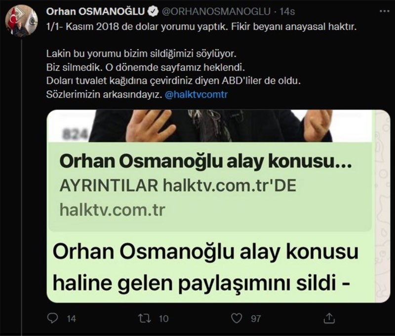 Abdülhamid'in torunu Orhan Osmanoğlu'ndan 'dolar' paylaşımı hakkında açıklama - Resim : 1