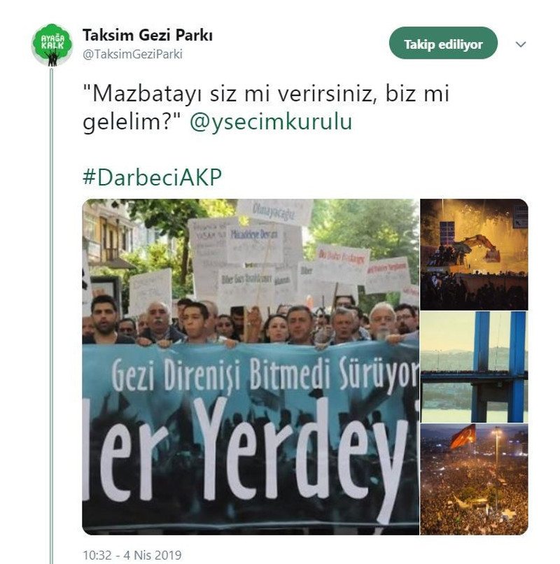 Gezi Parkı Derneği eski başkanına anonim hesaptan atılan tweetten gözaltı - Resim : 1