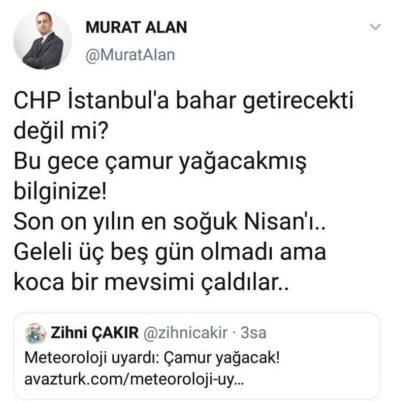 Yeni Akit'in haber müdürü, ısınmayan havalardan CHP'li belediyeyi sorumlu tuttu - Resim : 1