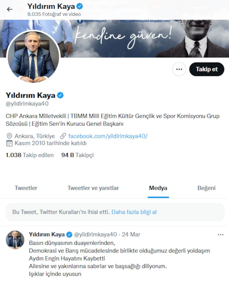 CHP'li Kaya'nın tarikat yurdundaki şiddeti duyuran Twitter paylaşımı engellendi - Resim : 1
