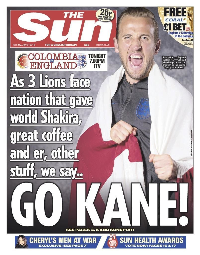 The Sun'dan İngiltere - Kolombiya maçı öncesi 'kokain' göndermesi - Resim : 1