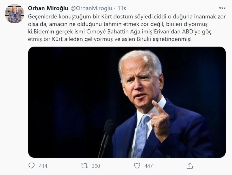 Biden'ın Kürt olduğunu iddia eden AKP'li Miroğlu, sosyal medyada tiye alındı - Resim : 1