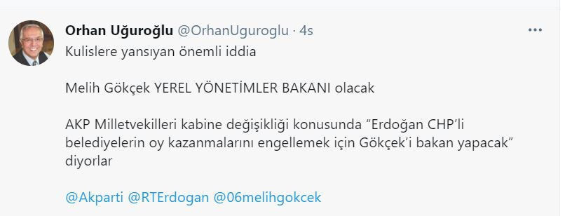 'Melih Gökçek bakan olacak' iddiası - Resim : 1
