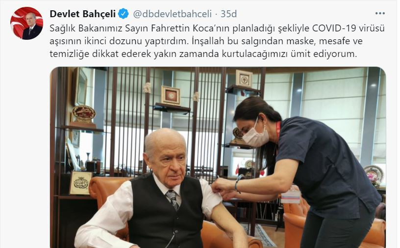 Devlet Bahçeli, Covid-19 aşısının ikinci dozunu yaptırdı - Resim : 1
