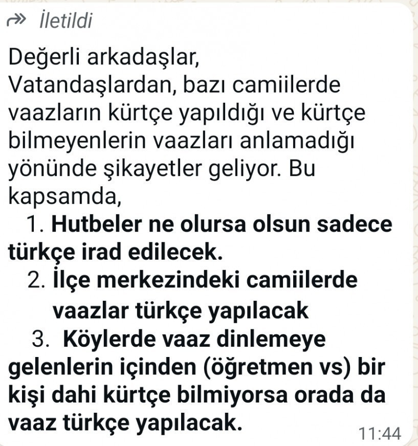 Diyadin M&uuml;ft&uuml;l&uuml;ğ&uuml;&rsquo;nden tartışmalı talimat: 'Vaazlar sadece T&uuml;rk&ccedil;e yapılacak' - Resim : 1