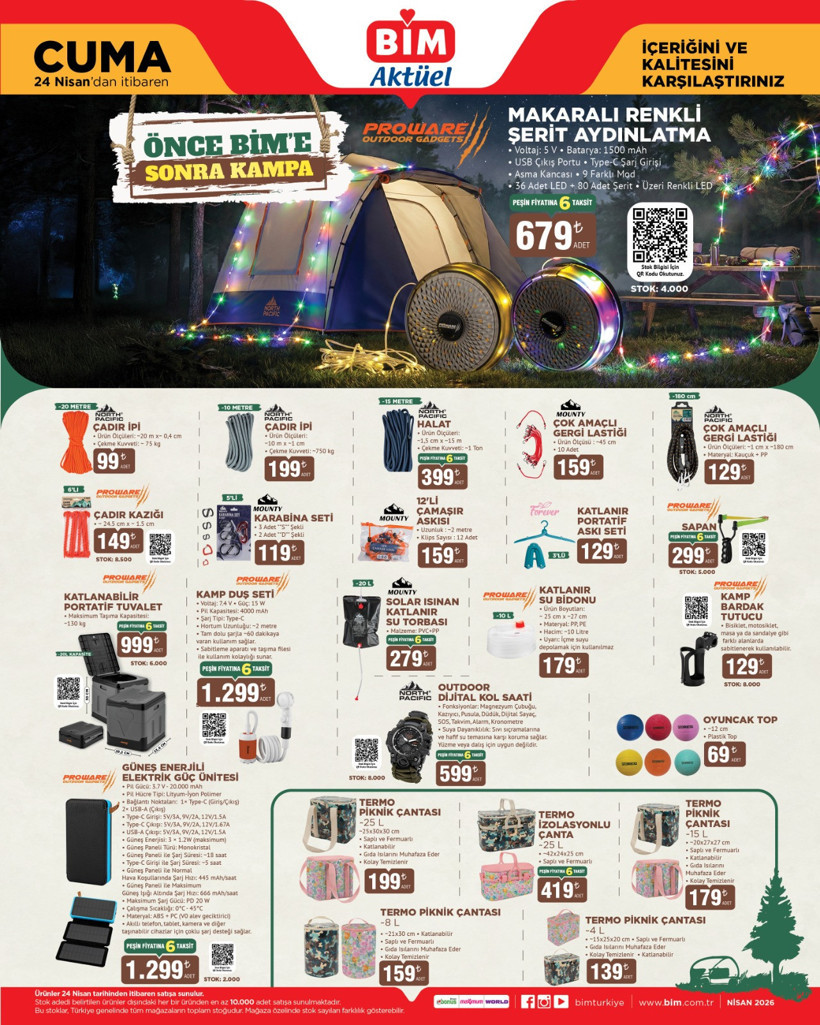 BİM'e Kamp &Uuml;r&uuml;nleri geliyor! 24 Nisan BİM Kataloğu Yayında - Resim : 1
