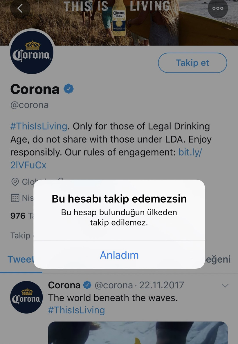 Türkiye'de alkollü içeceklerin Twitter hesaplarını takip etmek engellendi - Resim : 4