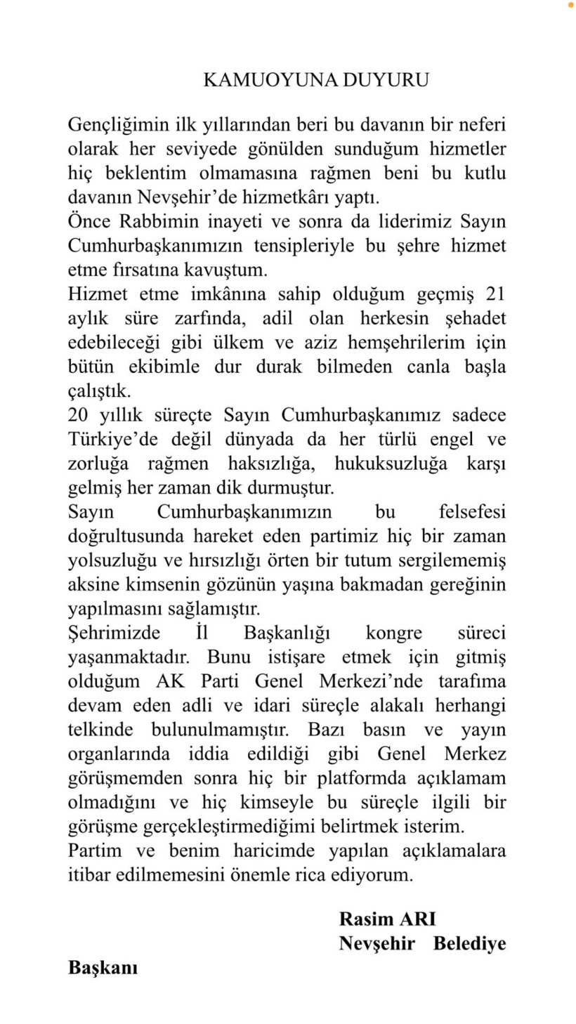 AKP'li belediye başkanı istifa ettiği yönündeki iddiaları yalanladı - Resim : 1