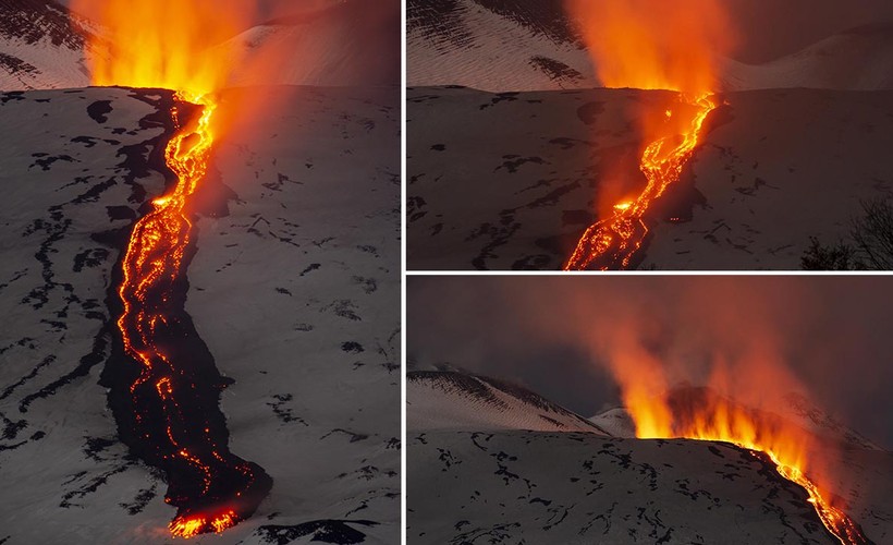 Etna Yanardağı'ndaki lav akışı sürüyor