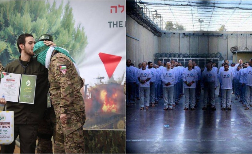 İsrailli rehine Hamas savaşçısını alnından öpünce: Netanyahu Filistinli esirleri bırakmayı durdurdu