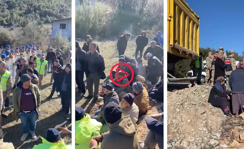 Hatay'da taş ocağına karşı direniş: Kamyon ve kepçelerin önünü kestiler