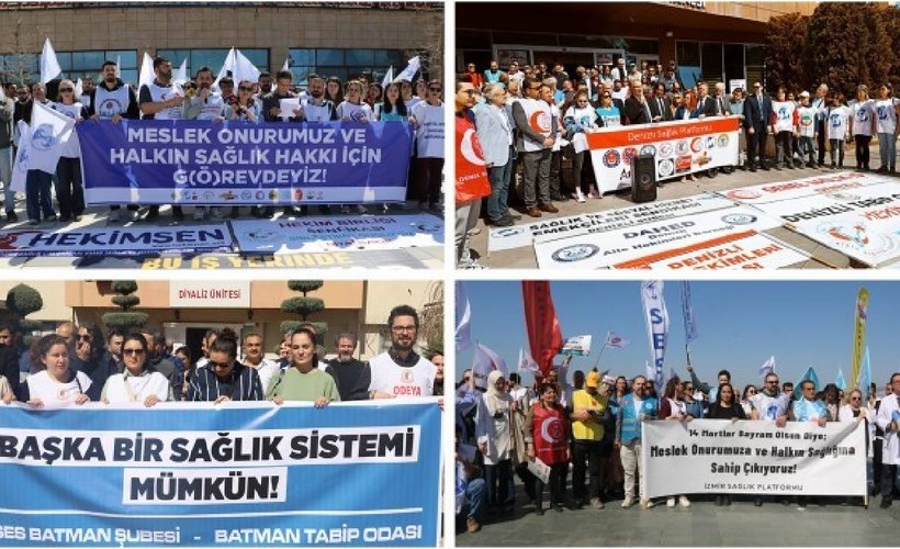 Sağlık emekçileri birçok kentte greve gitti