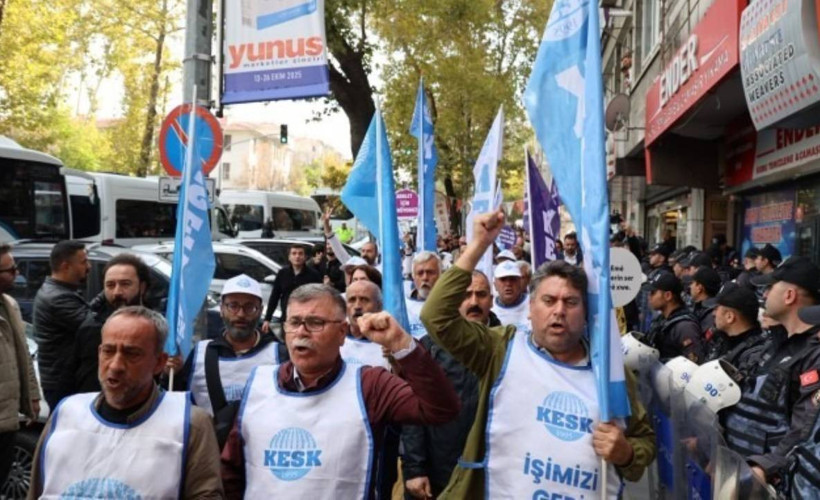 KHK'lere karşı yürüyen KESK'liler Ankara'da ablukaya alındı
