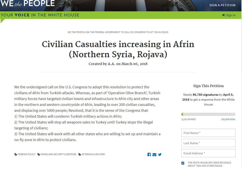 Amerikalılardan Afrin için imza kampanyası - Resim : 1