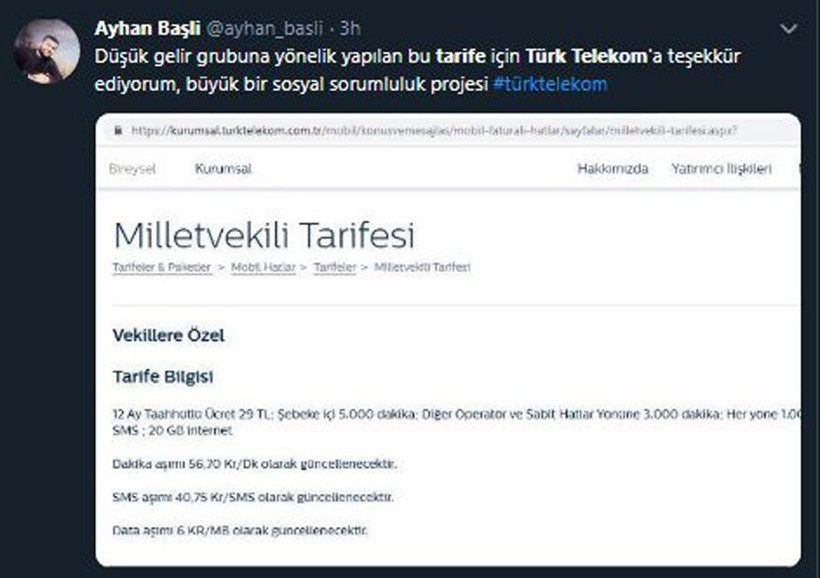 Türk Telekom'dan vekillere kıyak tarife - Resim : 3