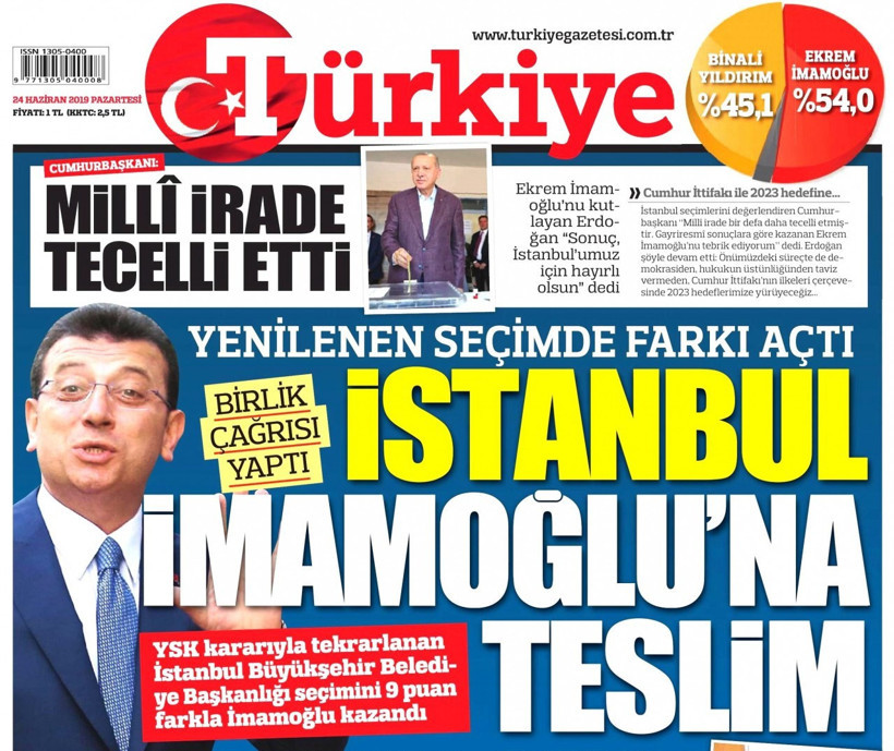 İktidar gazeteleri İmamoğlu'nun zaferini nasıl gördü? - Resim : 1