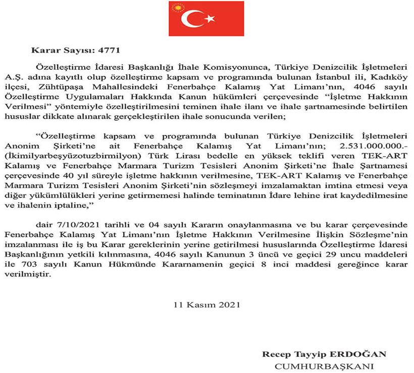 Kalamış Yat Limanı resmen Koç'un: 2.53 milyar TL bedelle devri onaylandı - Resim : 1