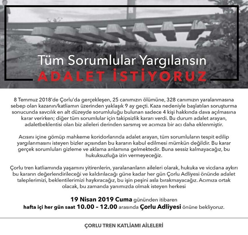 Çorlulu aileler adalet nöbetine başlıyor - Resim : 1
