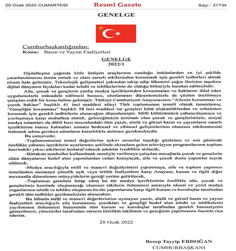 Erdoğan’dan 'medya faaliyetlerine yaptırım' genelgesi - Resim : 1
