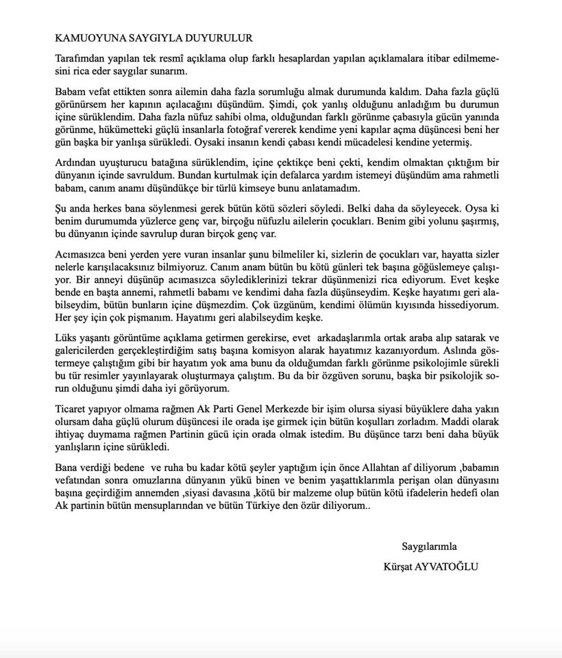 Ayvatoğlu'ndan açıklama: Aslında göstermeye çalıştığım gibi bir hayatım yok - Resim : 1
